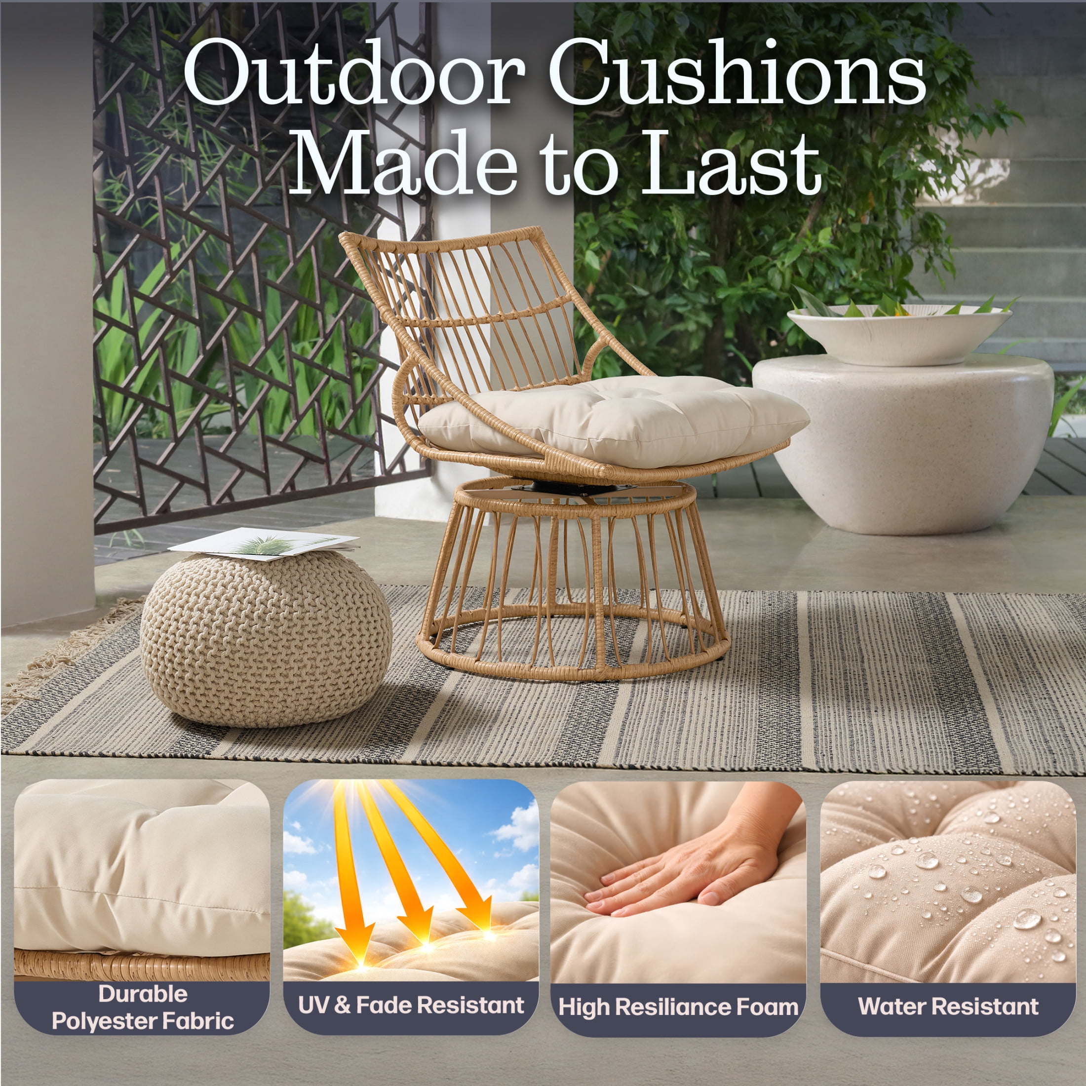 Alaterre Furniture Servana Outdoor Wicker Chair - Weather-Resistant Outdoor Chair (Tan)