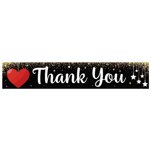 Heart Design Thank You Banner Decorative Stars Appreciation Display for Indoor Event Holiday