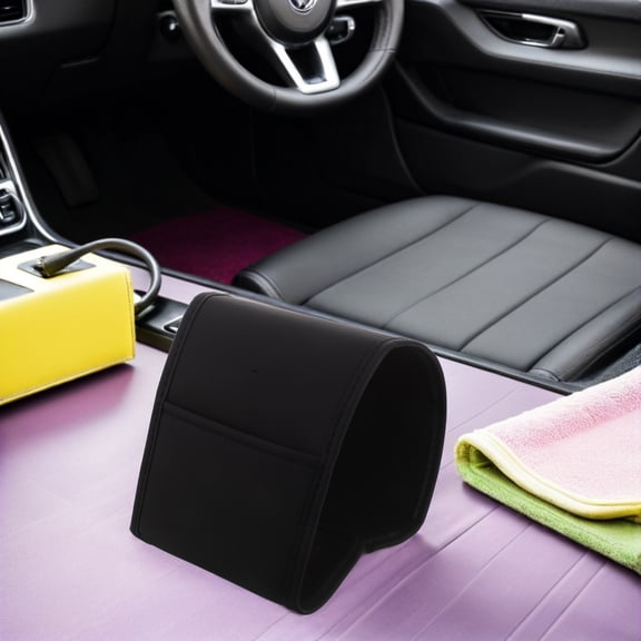 WESIEVYA Car Headrest Cover with Pocket Breathable Upholstery Protection for Front Seat Black