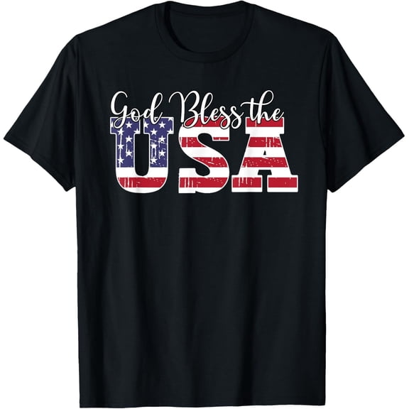 God Bless the USA Shirt, Patriotic American Flag Tee for Men and Women, July Pride