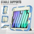 thumbnail image 4 of SaniMore for iPad Mini 6th Generation 8.3" 2021 Case, PC & Silicone Cover with Pencil Holder & 360° Rotating Hand Grip & Ring Kickstand Screen Protector Shockproof Protective Shell, Blue, 4 of 7