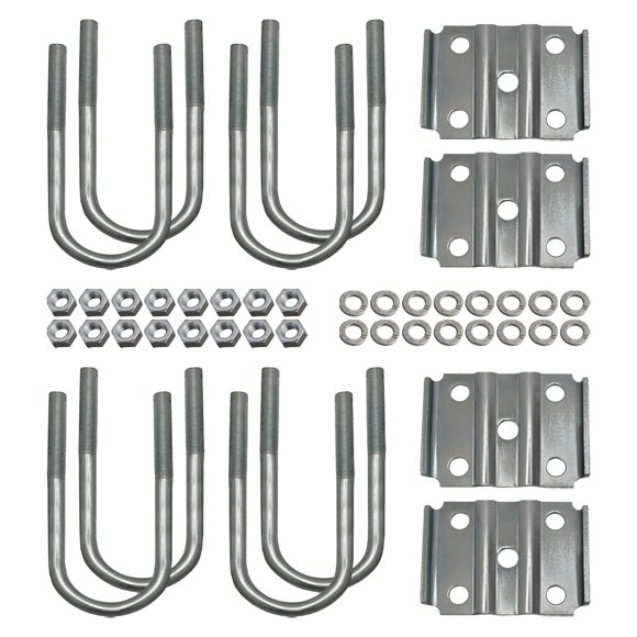 A.A Round U Bolt & Plate Kit for Trailer Axle, Galvanized Zinc, 3"W x 7"L (Tandem Axle)
