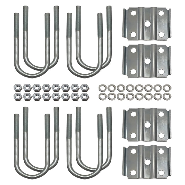 A.A Round U Bolt & Plate Kit for Trailer Axle, Galvanized Zinc, 3"W x 7"L (Tandem Axle)