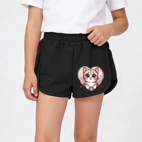 Amidoa Cotton Girls Shorts Elastic Waist Comfort Waist Summer Shorts Casual Shorts,Gray,9-10 Years