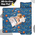 thumbnail image 4 of Football and Basketball Blue Pattern Teens Toddler Nap Mat with Pillow, Sleeping Mat Bag for Preschool Daycare 59"x22", 4 of 6