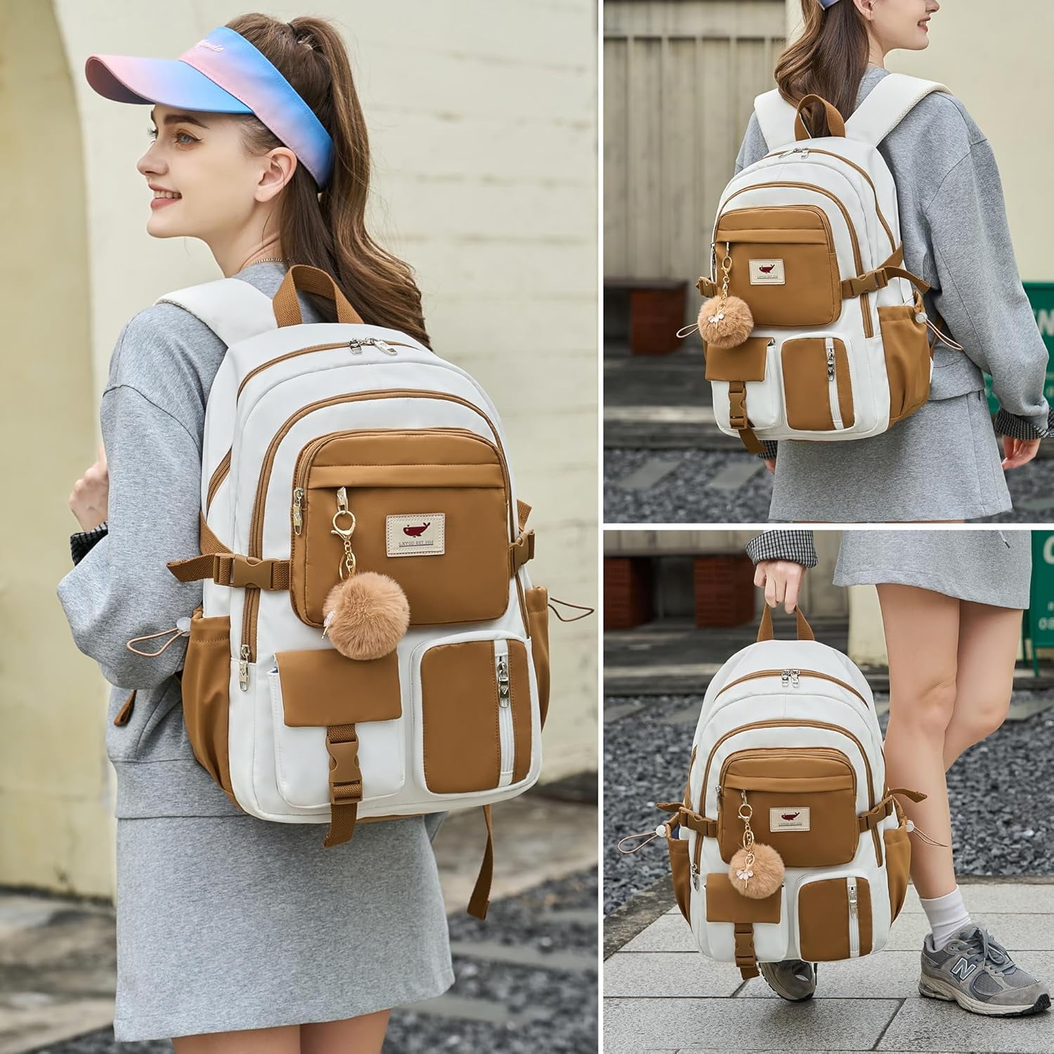 AO ALI VICTORY Laptop Backpack 15.6 inch Backpack Anti-theft Travel Backpack Large Schoolbag Teenagers(Beige Khaki)