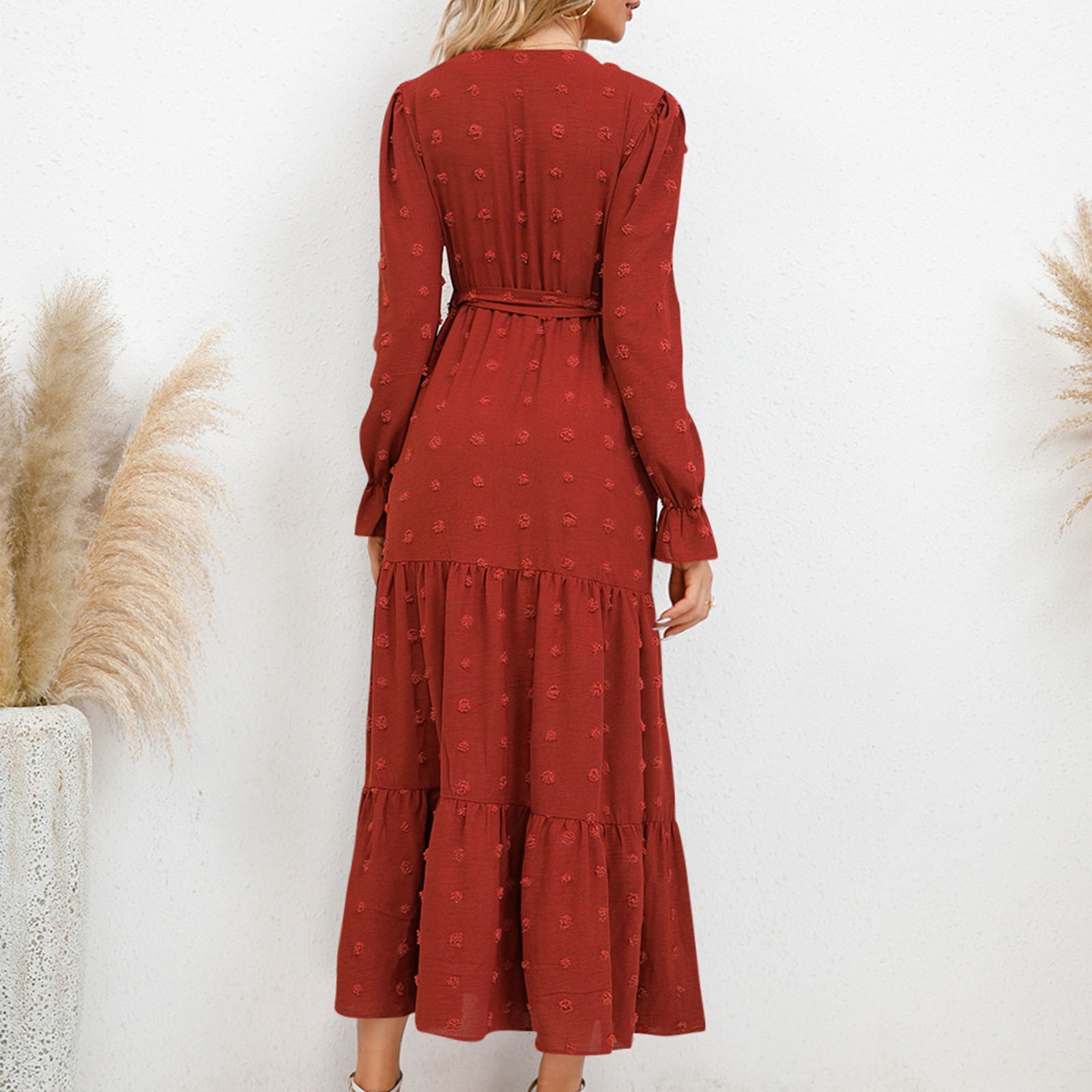 knee length dresses for ladies So Online AU Women's Long Sleeve Maxi Dress, Rust Haze, AU10 US6 main image 1