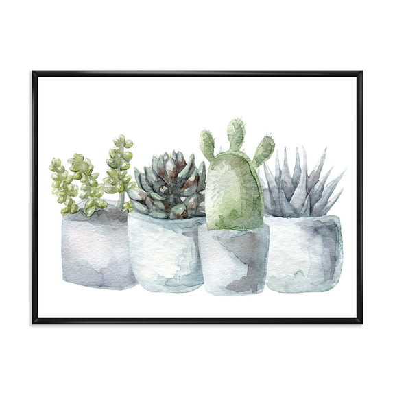 Designart 'Succulent and Cactus House Plants I' Farmhouse Framed Canvas Wall Art Print