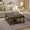 Granite, variant on Square Upholstered Ottoman Coffee Table with Storage Shelf, Linen Fabric, Tufted Top, 31.9"x31.9", Granite