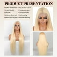 thumbnail image 3 of 30" Straight 13x4 Blonde Lace Front Wigs Human Hair, 180% Density 613 HD Lace Frontal Wig Blonde, 3 of 7