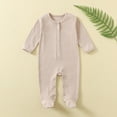 thumbnail image 2 of Hrsba Long Sleeved Long Crawling Clothes KidsRompers Solid Color Crew Neck Footed 3-18 Months Sleepwear Air Conditioner Pajamas Loungewear, 2 of 3