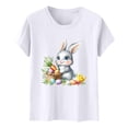 thumbnail image 6 of Yxbdin Womens Easter Shirt Plus Size Short Sleeve T Shirts Crew Neck Cute Bunny Graphic Tee 3/4 Sleeve Casual Spring Summer Tops White L, 6 of 6