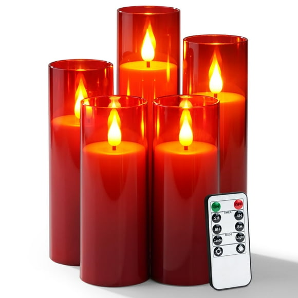 Juego de 5 velas LED sin llama Amagic con temporizador remoto