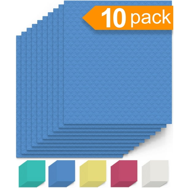 Swedish Dishcloth Cellulose Sponge Cloths 10 Pack Reusable Absorbent Cleaning Dish Towels For Kitchen Bathroom 10 Eco Friendly Dishcloths Blue Walmart Com Walmart Com