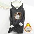 thumbnail image 6 of Feancey Halloween Womens Fleece Hoodie Novelty Ghost Graphic Pullover Sweatshirts Hooded Long Sleeve Sherpa Lined Thermal Tops Dark Gray S, 6 of 6