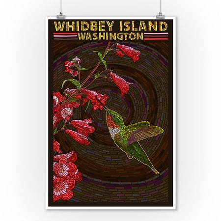 Hummingbird Mosaic Whidbey Island, Washington - Hummingbird - Mosaic - Lantern Press Poster (9x12 Art Print, Wall Decor Travel Poster) ()