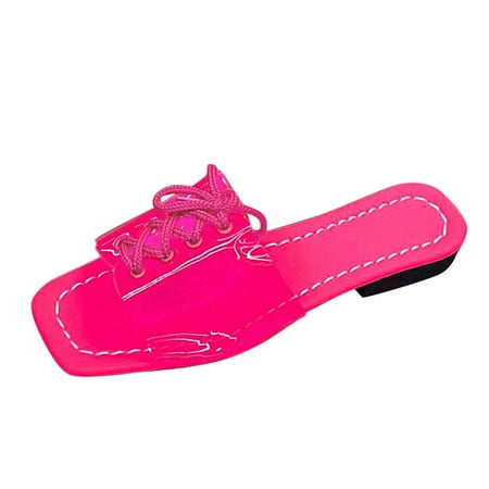 

House Slippers For Women Wear Candy Fashion Outer Flat Beach Sandals Women S Color Large Slippers Size Lace-Up Women S Slipper