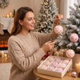 thumbnail image 7 of Kbndieu Christmas Tree Balls Ornaments, 9 Pcs Pink Christmas Tree Hanging Decor, Shatterproof Foam Christmas Balls for Holiday & Winter Xmas Decorations Wedding Party Decor, 7 of 7