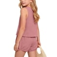 thumbnail image 6 of Lumosvexa Girls Outfit Sets 2 Piece Sleeveless Tank Tops and Elastic Waist Shorts Kids Summer Daily Comfort Clothes Pink Size 7-8, 6 of 8