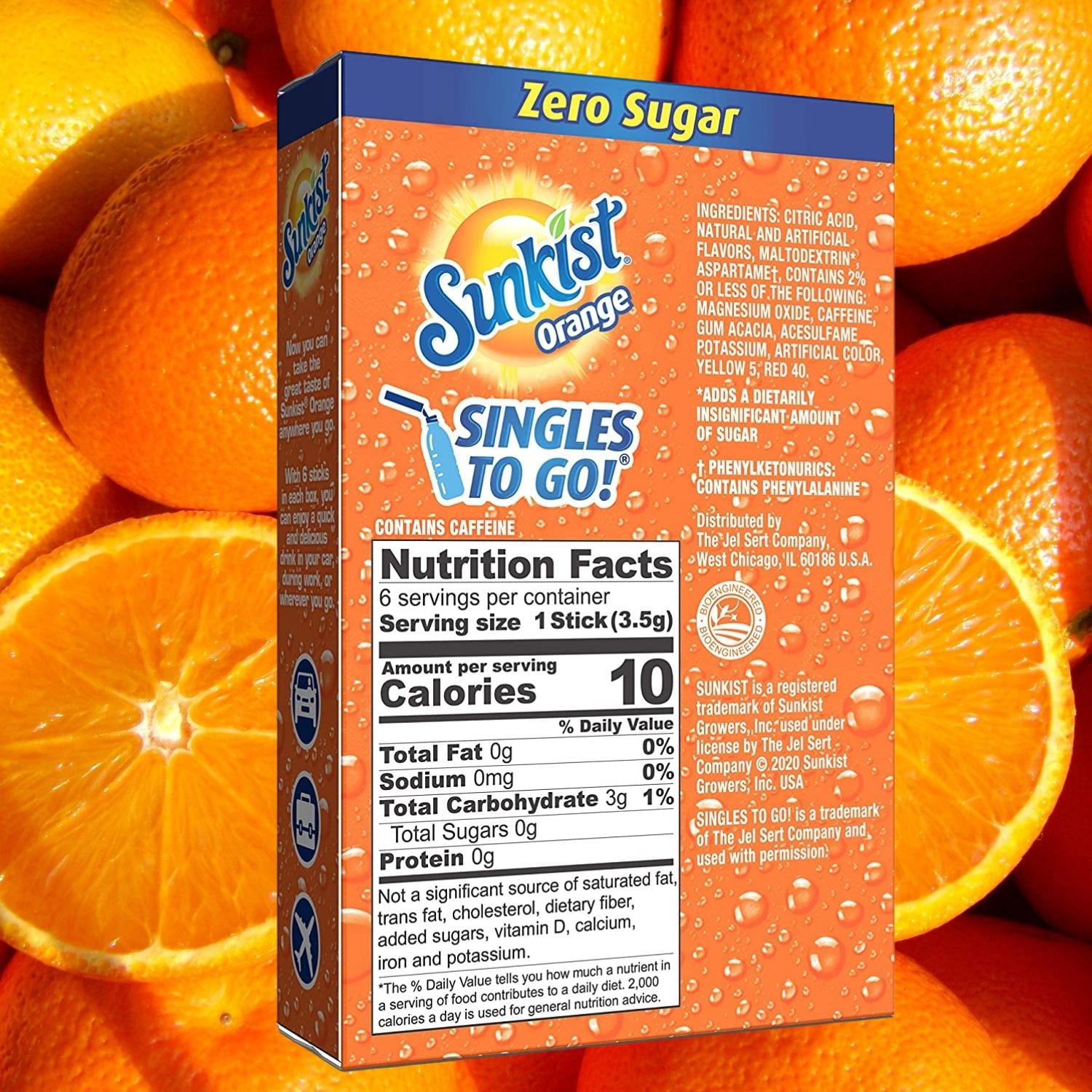 Sunkist Soda Singles-To-Go Zero Sugar Drink Mix Strawberry ( 12 Boxes,72 Sticks Total) Caffeine Free and Non-Carbonated  Makes 72 Glass Flavored Water Beverages