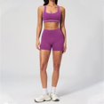 thumbnail image 4 of High Waist Yoga Shorts for Running Gym Fitness Seamless Tight Workout Bottoms with Scrunch Booty Lift and Control, S, Purple, 4 of 5