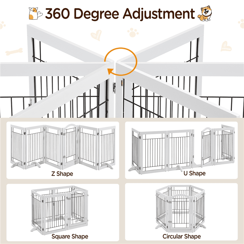 SmileMart 32″ Height 6-Panel Freestanding Foldable Pet Fence Playpen for Dog, White