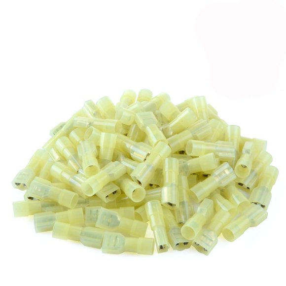 100 Uds Xhf 12-10 Awg Conectores De Pala Hembra De Nailon Terminales De Cable De Desconexión Rápida Conectores De Engarzado De Cable Aislados Amarillo