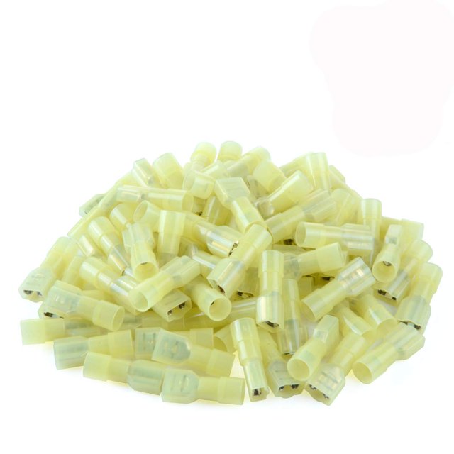 100 Uds Xhf 12-10 Awg Conectores De Pala Hembra De Nailon Terminales De Cable De Desconexión Rápida Conectores De Engarzado De Cable Aislados Amarillo