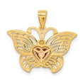 thumbnail image 3 of 14k Gold Yellow and Rose with Rhodium Butterfly with Heart Pendant, Pendants for Necklace, 3 of 4