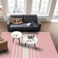thumbnail image 4 of Area Rugs Indoor Non-Slip Rectangle Rug 5x8 Ft Abstract Modern White Striped Pink Linen Rug Rubber Backing Floor Mats Non Shedding Home Decor Carpet for Entryway Living Room, 4 of 8