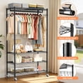 thumbnail image 6 of LZNIOZ Rolling 4-Shelf Clothes Rack with Wheels and Side Hooks Large Heavy Duty Metal Garment Rack Closet Organizer, 6 of 9