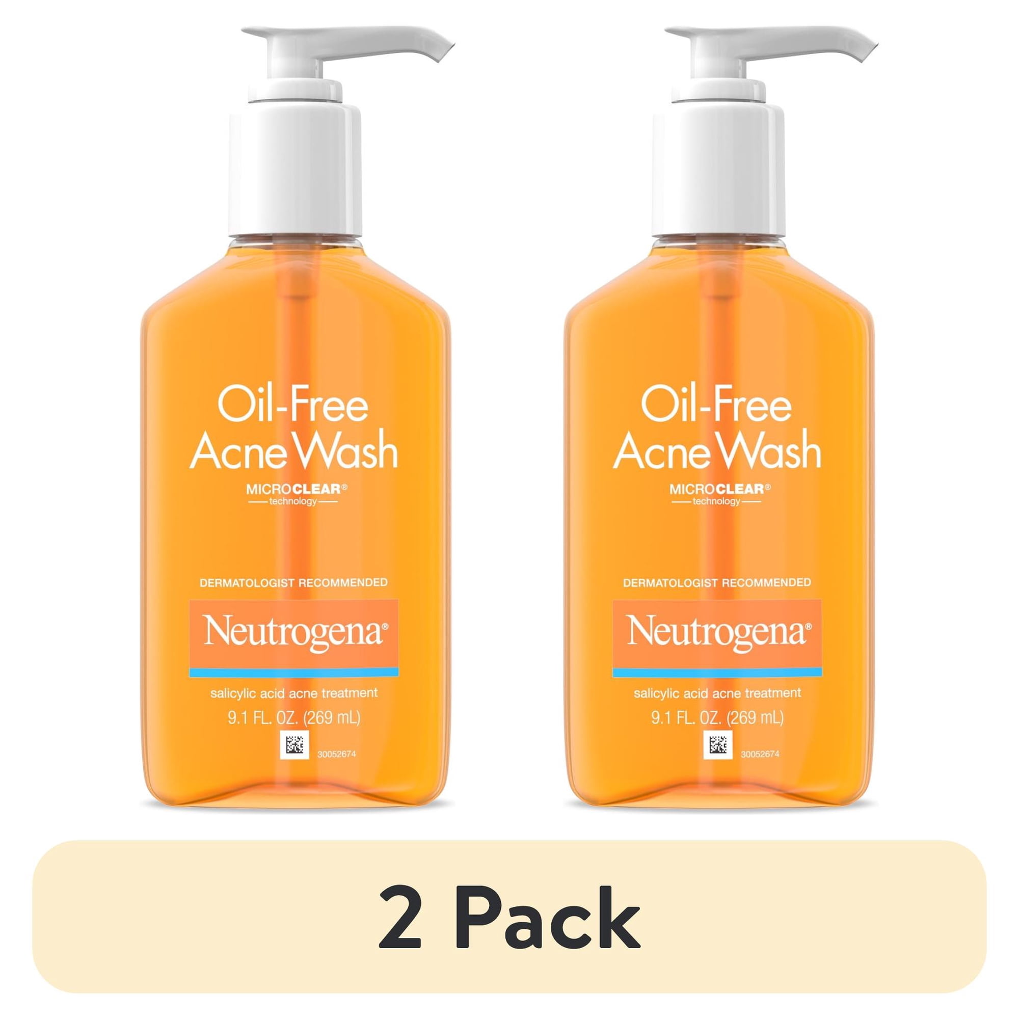 (2 pack) Neutrogena Oil-Free Acne Face Wash, Salicylic Acid Facial Cleanser & Acne Treatment, 9.1 fl oz