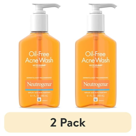 (2 pack) Neutrogena Oil-Free Acne Face Wash, Salicylic Acid Facial Cleanser & Acne Treatment, 9.1 fl oz
