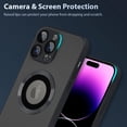 thumbnail image 3 of for iPhone 14 Pro Max Phone Case Magnetic AG Glass Frosted Case with Camera Lens Protector for iPhone 14 Pro Max Compatible with Magsafe Slim Full Body Protective Cover for Women Men-Black, 3 of 12