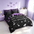 thumbnail image 2 of Homewish Glitter Ice Cream Drip Twin Bedding for Girls, With God All Things Are Possible Print Bedding Comforter Set, Purple Black, Black Reversible, 7pcs, 2 of 7