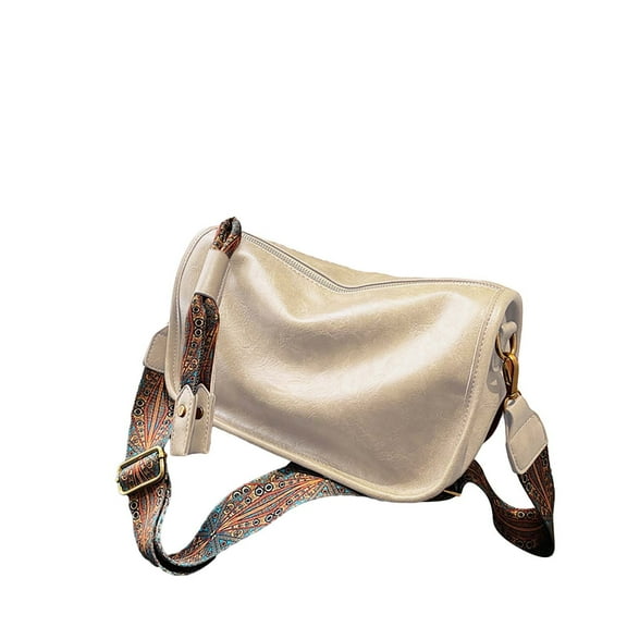 Otqutp Women's 2025 Stylish Leather Crossbody Bag Solid Color Casual Adjustable Strap Zipper Shoulder Bag for Casual Traveling Hiking(White,One Size)