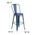 thumbnail image 5 of Flash Furniture Commercial Grade 30" High Distressed Antique Blue Metal Indoor-Outdoor Barstool with Back, 5 of 11