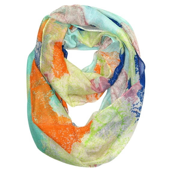 Peach Couture Shimmering Rainbow Paisley Sparkle Infinity loop Scarf