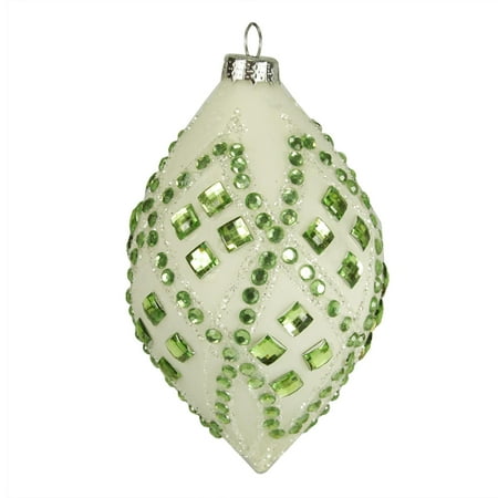 4 good tidings ivory with pastel green gems glass teardrop christmas ornament - Pastel Green Christmas Decorations 4 good tidings ivory with pastel green gems glass teardrop christmas ornament - Pastel Green Christmas Decorations