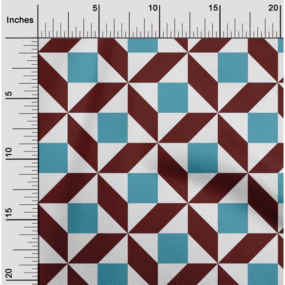 oneOone Cotton Poplin Fabric Triangle|Parallelogram & Square Geometric Print Fabric BTY 56 Inch Wide