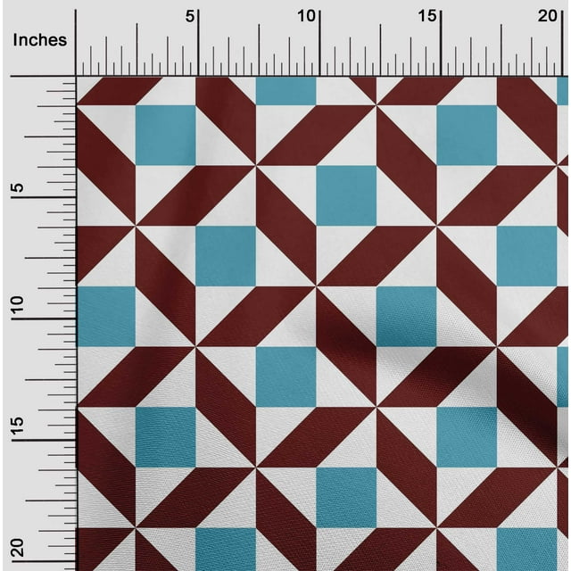 oneOone Silk Tabby Fabric Triangle|Parallelogram & Square Geometric Decor Fabric Printed BTY 42 Inch Wide