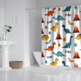thumbnail image 2 of White Dinosaurs Volcanoes Names Pattern Shower Curtain 84"x72" ,Bathroom Decorative Shower Curtains Set with 12 Hooks,Modern Waterproof Washable Shower Curtain, 2 of 6
