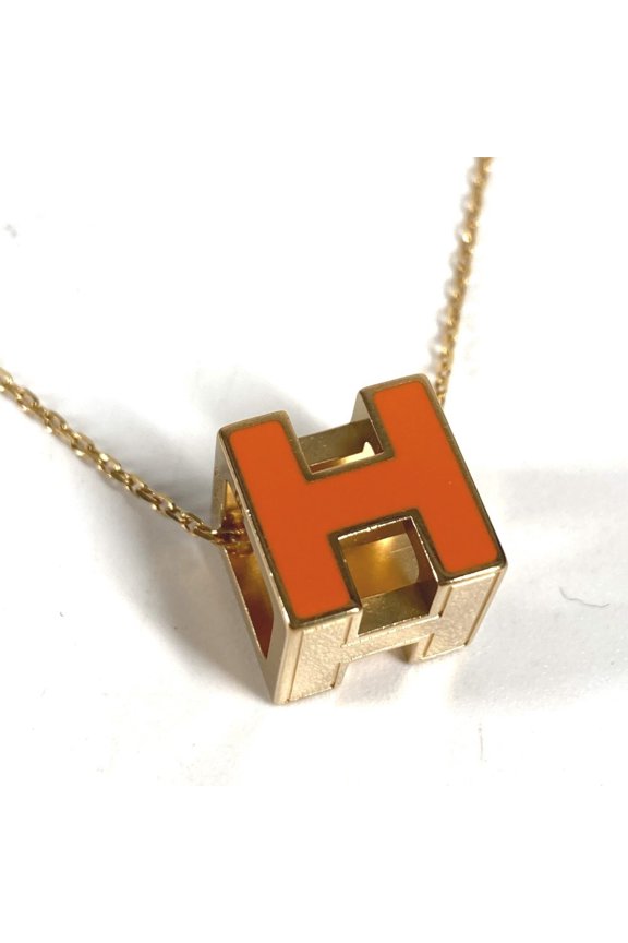 Pre-Owned HERMES Herms Accessories: Carage d'Ache H Cube Logo Chain Necklace, Metal,...