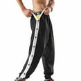 thumbnail image 1 of Pantalones deportivos de pierna suelta con botones para hombre, pantalones de chándal de apertura completa informales de verano con bolsillos, Prendas para la parte inferior del cuerpo Negro/3XL Qarigey AP017181-01, 1 of 6