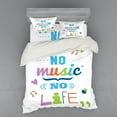 thumbnail image 2 of Ambesonne Saying Bedding Set 3 Pcs, No Music, No Life Slogan, Twin, Multicolor, 2 of 3