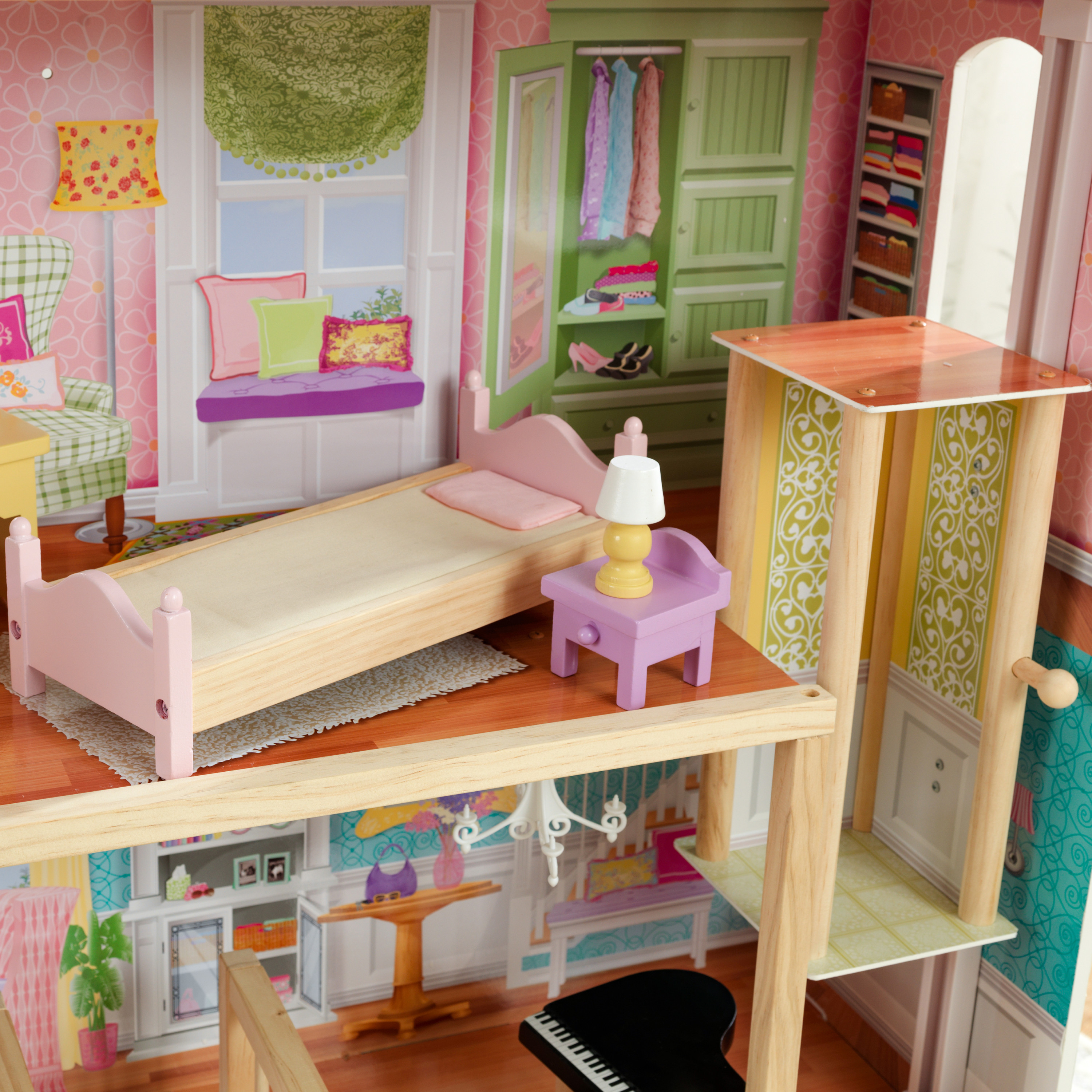 KidKraft Grand View Mansion Wooden Dollhouse with 34 Accessories, Ages 3 and up - image 4 of 14