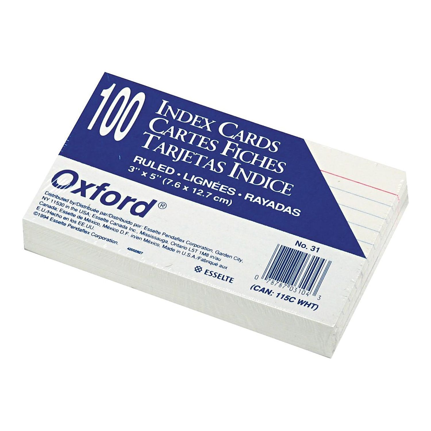 Oxford Ruled Index Cards, 3 x 5, White, 100/Pack (31) - image 3 of 4