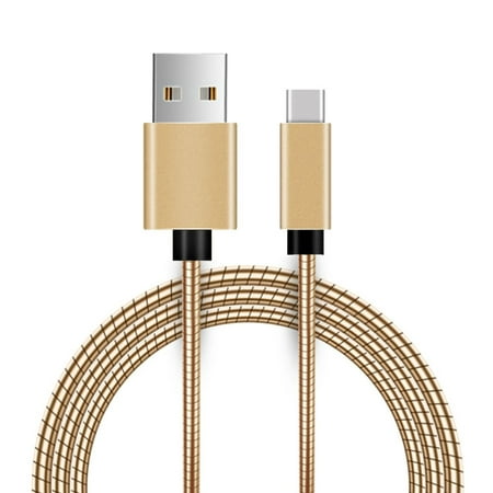 Premium Aluminum Metal (Gold Type C Cable by Insten Type-C Charger Fast Charging Cord with Premium Metal Aluminum Connector for Samsung Galaxy S9 S8 Note 8 Google Pixel LG V30 V20 G6 Nintendo)
