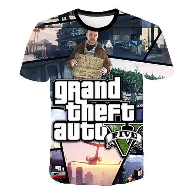 2023 Grand Theft Auto juego GTA 5 niño verano camisetas Cool GTA5 chica camiseta estampado colorido GTA 5 camiseta camiseta divertida Clothing4T Gao Jinjia LED