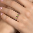 thumbnail image 4 of Gem Stone King 925 Silver and 10K Yellow Gold Pink Tourmaline and Green Peridot Wedding-Bands Ring for Women | 1.35 Cttw | Round 4MM | Gemstone October Birthstone | Size 7, 4 of 6